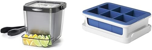 OXO Good Grips - Cubo de hielo con pinzas, bandeja para adornar y bandeja de cubitos de hielo de silicona