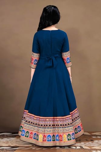 Image of Cotton Silk Long Anarkali Kurta for Girls