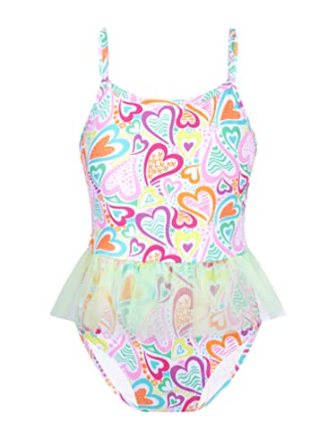 iiniim Kids Girls Mermaid Rash Guard One-Piece Swimsuit Fish Scale Spaghetti Straps Bathing Suit Swimwear