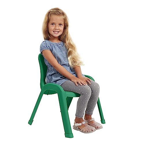 Image of ECR4Kids Plastic Stackable SitRight Chair, 11in, Classroom Furniture, Green, 4-Pack