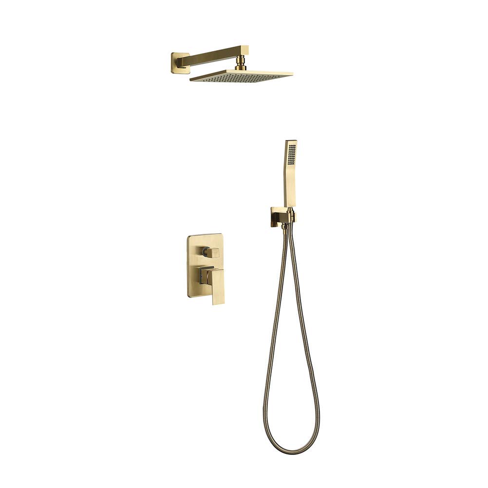 Kit de douche de luxe en laiton doré brossé avec mitigeur mural haut de gamme