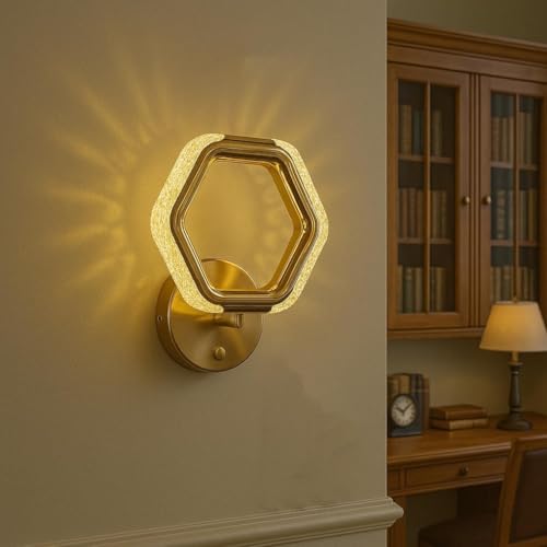 Image of Modern Glass Wall Light | Vintage Brass Finish Wall Sconce | Warm Decorative Wall Lamp for Bedroom, Living Room, Hallway & Bedside