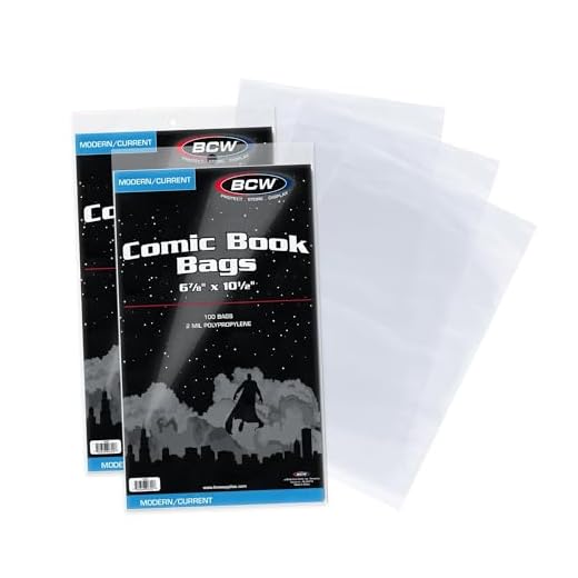 BCW Current/Modern Comic Bags - 200 ct | Acid-Free Modern Comic Bags for Current Issues | Exterior 6 7/8 x 10 1/2 inches | Crystal Clear Protection for Your Comic Collection