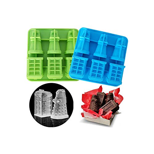 Set of 2 Doctor Who Ice Cube Trays, TARDIS & Daleks Silicone Ice Mold, Mousse Cake Muffin Baking Pan - //coolthings.us