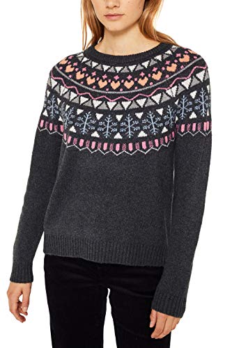 edc by Esprit 119cc1i017 suéter, Gris (Dark Grey 4 023), Small para Mujer