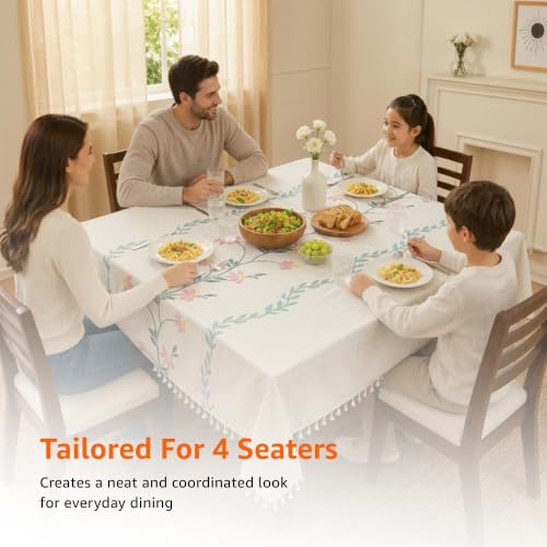 Image of Amazon Basics Tablecloth for Dining Table Cover, Microfiber Fabric Rectangle Tablecloth, 40x60 Inches 4 Seater (Green, 4 Seater)