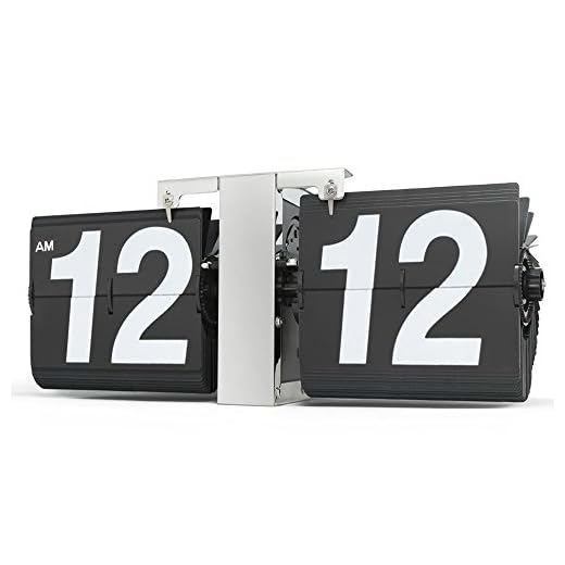 Betus Retro Style Flip Desk Shelf Clock - Classic Mechanical-Digital Display Battery Powered - Home & Office Decor 14 x 5.5 x 3.5 Inches