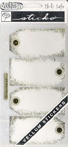 Gold Stippled Tags Vellum Scrapbook Stickers (SPVM39)