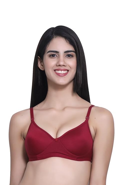 Lovato Women's Sports/Padded Slip On Bra for Women and Girls with Removable Pads - Beige(Beige-Bra)