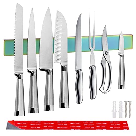 Barra Magnetica para Cuchillos,40 cm Portacuchillos Magnético de Acero Inoxidable,para el Almacenamiento de Cuchillos de Cocina, para Herramientas Otros Utensilios y Organizacion
