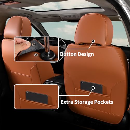 Image of FLORICH Seat Cover Full Set Brown Seat Covers Waterproof Car Seat Cushion Leather Automotive Seat Covers Car Seat Protector Universal Fit for Most Cars Trucks SUV, Brown&Black