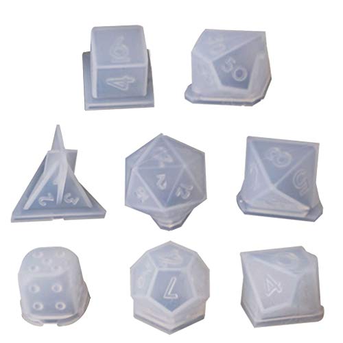 Moldes de dados de 8 formas para fundición de resina estándar de juego de filete cuadrado para moldes de dados triangulares, moldes digitales, moldes de resina epoxi, grandes