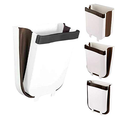 nkt Cubos de Basura Cocina Plegable Contenedor de Basura Colgante Plástico Basurero Plegable Basura extraíble para la Cocina Dormitorio y Coche 9L para Cocina/Coche/Baño/Oficina/Dormitorio(Blanco)