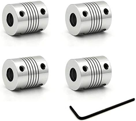 ((Pack of 4pcs) Flexible Coupling Coupler 5mm to 8mm Shaft Aluminum Casing with Hexagon Wrench for 3D Printer or CNC Machine