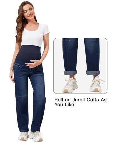 Image of PACBREEZE Women's Maternity Jeans Over Belly Skinny Stretchy Denim Pants Comfy Slim Pregnancy Pants