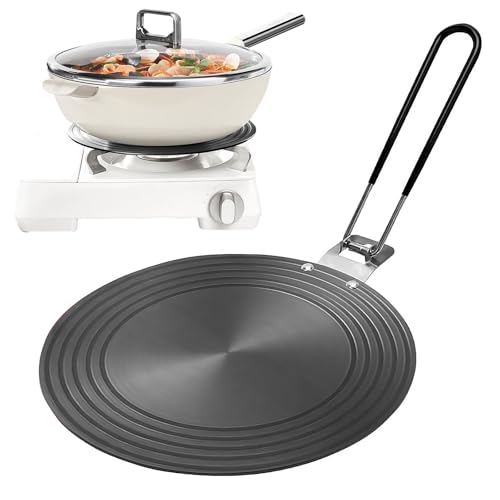 Piastra adattatore a induzione, 24 cm, adattatore a induzione con manico pieghevole, piastra a induzione, piastra adattatore sicuro per fornelli a induzione, su pentole Moka, gas, piani cottura a