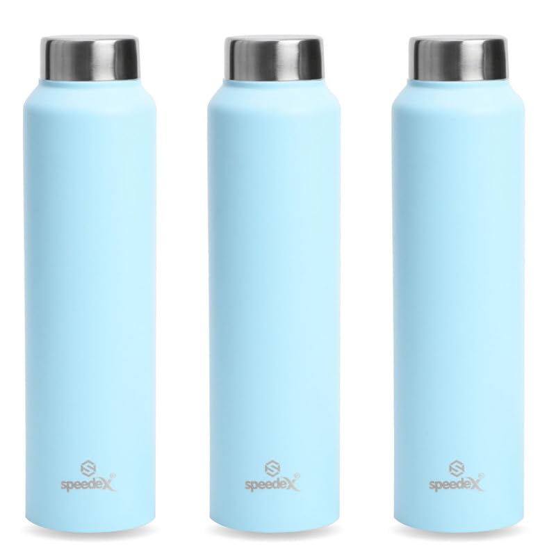 Speedex Stainless Steel Water Bottle 1 Litre, Leakproof Screw Cap 1 Ltr, Pastel Blue, Bottles 1+ Litre for School, Gym, Office, Boys, Girls, Men, Women, Kids, Fridge 1Ltr - 1000 ml - Set of 3 (B0BD8YLKWR) Amazon Price History, Amazon Price Tracker
