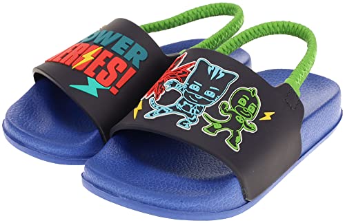 PJ Masks Sandals for Toddlers, Boy's Power Heroes Mis-Match Slide Sandals, Blue, Size 5/6 Toddler - image 1