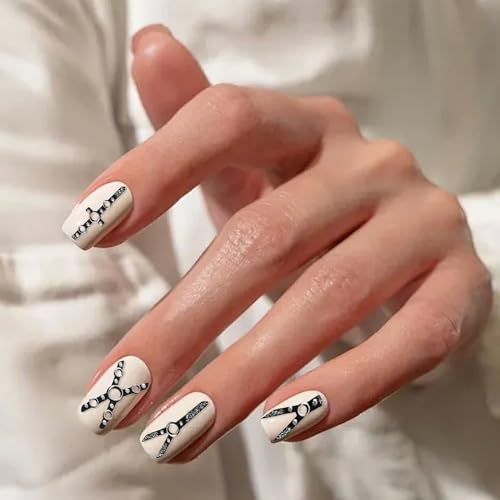 Wasise Gothic Nail Stickers - 4PCS 5D Halloween Nail Stickers, Witchy Nails Sticker, Punk Fingernail Charms, Cross Fingernail Sticker, Black Fingernails Art, Vampire Nails Decal - Image 5