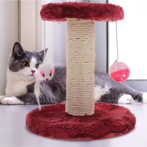 Rascador para Gatos Doble Capa con Bola y Tablero de Sisal Rojo miniatura 6