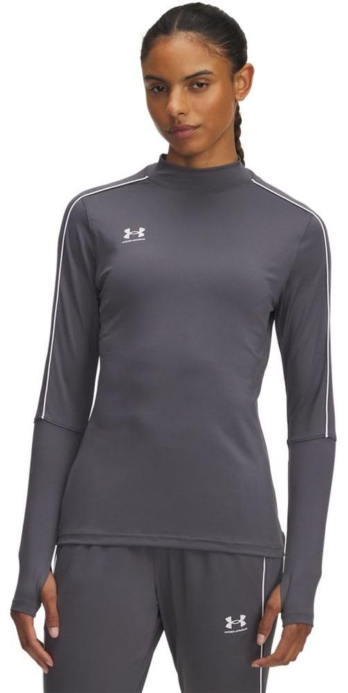 Under Armour Women's Challenger Midlayer, Soft and Comfortable Long-Sleeved Top with Thumbholes, Women's Sports Top Layer for Training and Workouts,Castlerock / / White,LG