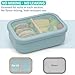 Annaklin 100% Silicone Bento Box Adult with 2 Compartments, 24oz, Reusable Small Divided Lunch Box Meal Prep Containers for Food Snack Storage, BPA-Free Plastic-Free, Microwave Dishwasher safe, Green
