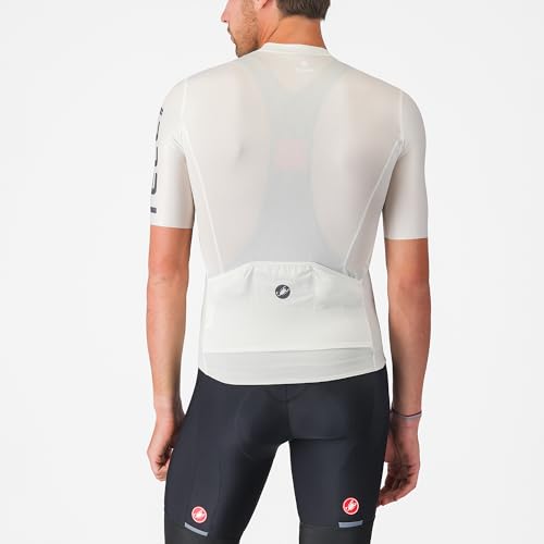 CASTELLI Men’s Entrata Apex Jersey, Breathable, Moisture-Wicking Cycling Jersey with Pockets for Everyday Road Performance - Ivory/Smoky Gray - Large