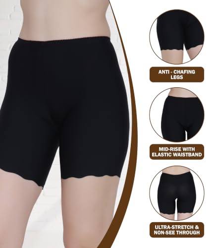 Image of GLAMORAS Women Nylon Spandex High Waist Stretchable Skin Fit Shorties Seamless Under Skirt Cycling Biker Bicycle Shorts
