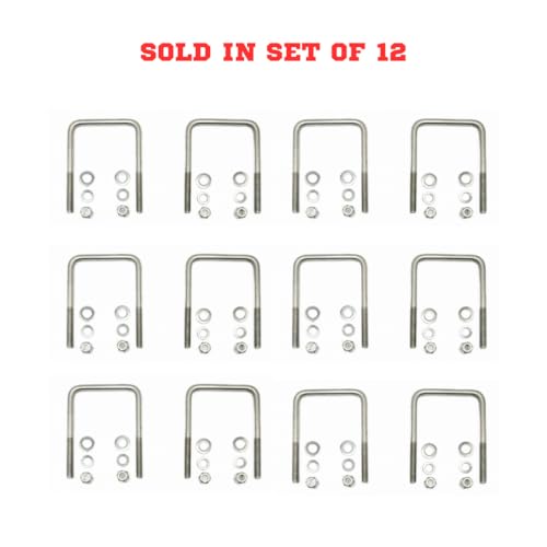 Image of Mighty Fasteners Heavy-Duty 90 U-Bolt | 304 Stainless Steel | 1 /2 inch-13 X 3-1 /16 inch X 6-5 /16 inch Threaded 2 inch | Marine Trailer Mounting | Includes Flat Washers, Nylon Lock Nut & Split Washers| 12 Pack