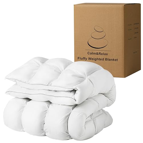 Image of Calm&Relax Hybrid Weighted Blanket: 2-in-1 Reversible Fluffy Cotton Design, Breathable 9-Layer Construction, Machine Washable (48x72in 15lbs)