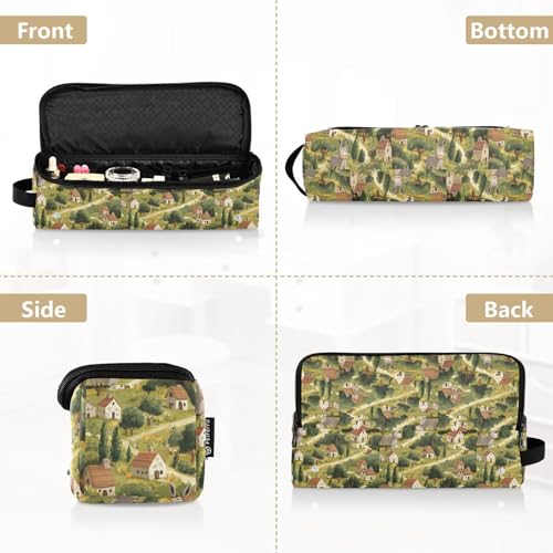 Bolsa de viaje y tapete resistente al calor Village Countryside para planchas y rizadores de cabello, organizador portátil miniatura 5