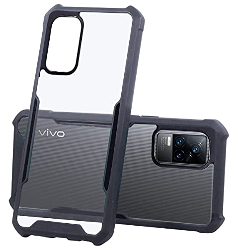 Image of Jkobi Back Cover Case for Vivo V21e 4G (Crystal Glass Back | Camera Protection | Shockproof Bumpers | Professional Black)