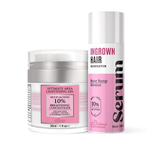 Intimate Skin Lightening Gel for Body and Bikini Area & Ingrown Hair Eliminator Serum Provides the Most Effective Combination For Fading Dark Spots & Removing Ingrown Hairs