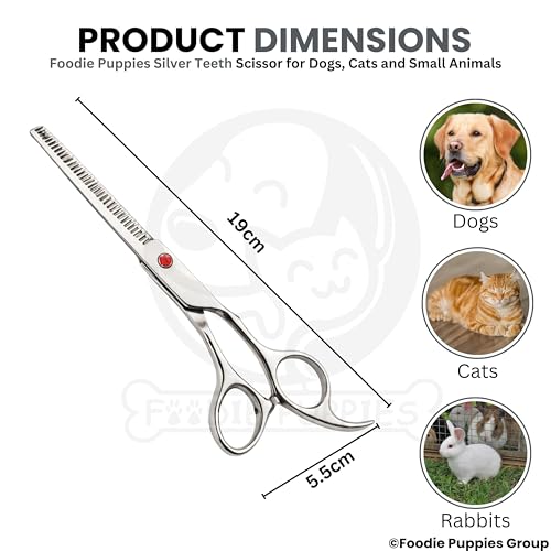 Image of Foodie Puppies Professional Dog Thinning Scissors with Teeth - Silver Grooming Shears for Dogs & Cats | Stainless Steel, Smooth Cut, Ergonomic Handle for Salon & Home Pet Grooming Daily Use