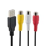 baolongking USB to 3RCA Cable, USB Male to 3 RCA Male Jack Splitter Audio Video AV Composite Adapter Cord Cable (USB M/3RCA F)