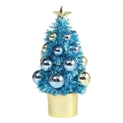 Arbre de Noël bleu déco table bibliothèque et chambre