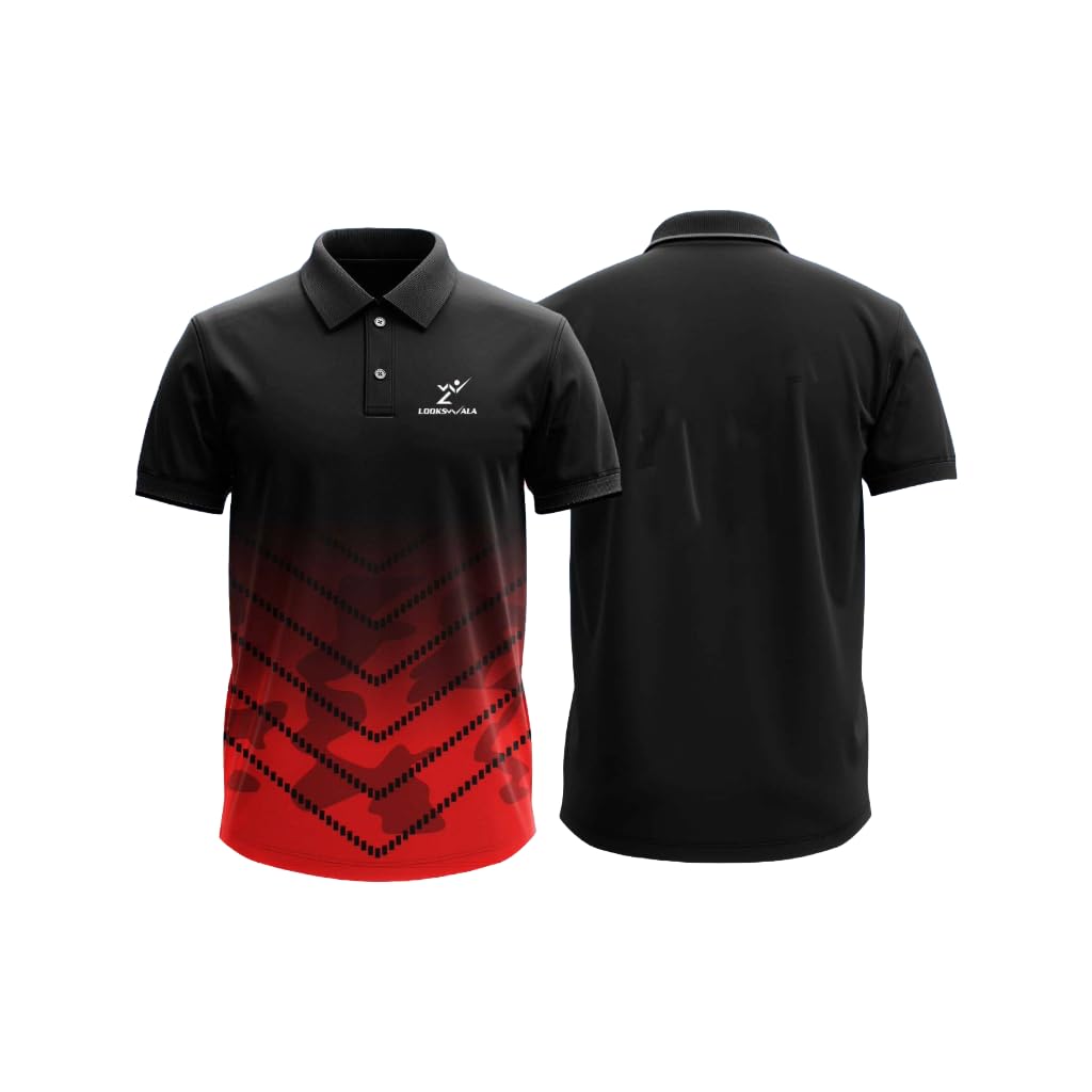 lookswala Unisex Adult Cricket Sportswear Collared Neck T Shirt with Polyester Half Sleeves | New Look Stylest Digital Print Design-picture-21