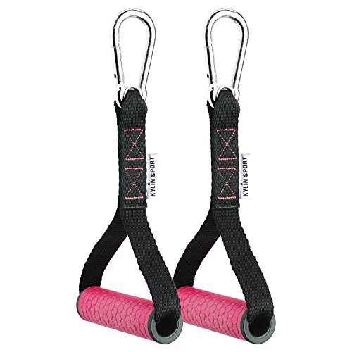 Kylin Sport 2 Piezas de empuñaduras de Resistencia, manija de tracción, Accesorio de Culturismo para máquina Smith, Banda de Resistencia, estación múltiple (Silicona Rosa, mosquetón)