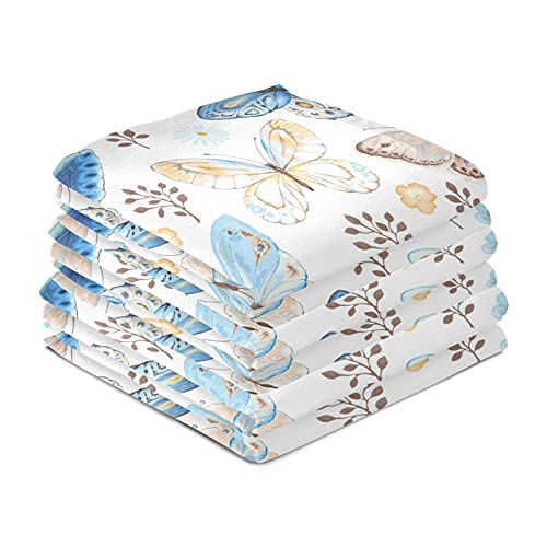 Alaza Butterflies Blue Kitchen Towels Set Of 4 Dish Cloths For Washing Dishes 18 X 28 Inches Tropical Tea Towels Dish Towels Rags For Kitchen Décor #TOP2