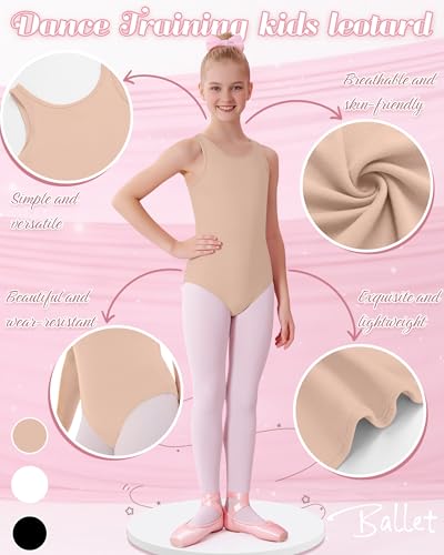 Image of 3 Pack Girls Leotards Toddler Ballet Tank Leotard Kids Dance Gymnastics Outfits Solid Sleeveless Bodysuit 2-12Y