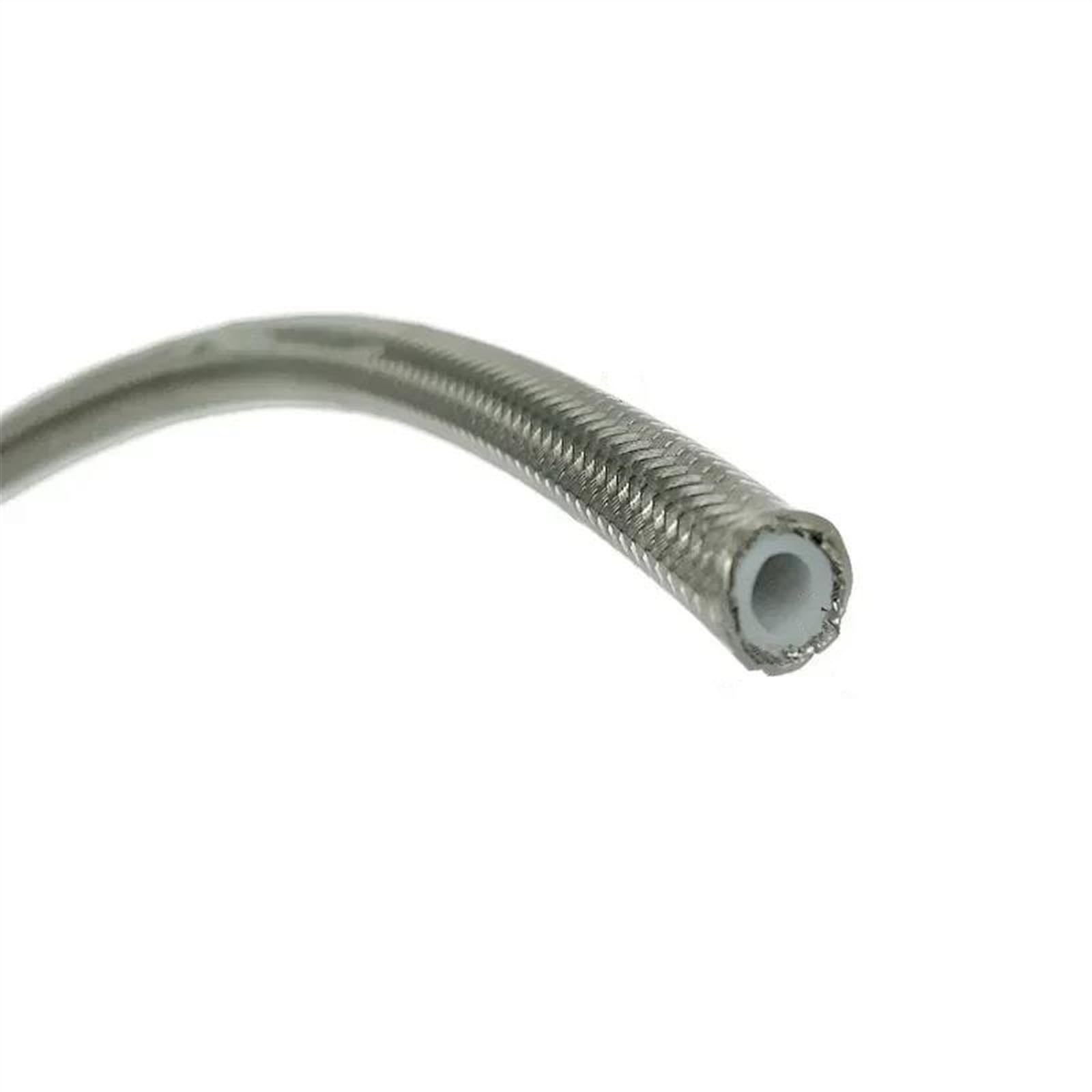 Motorradteil 5 M 16,4 Ft Motorrad Geflochtener Edelstahl-PVC-Bremsleitungsschlauch Flüssigkeits-Hydraulikschlauch Bremsleitung Gasöl Kraftstoffrohr(Silver)