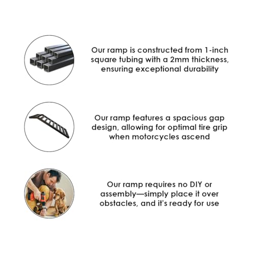 Image of Greenspirit Metal Ramp for Motorcycle, Bicycle, Motorbike, Scooter, Stairs - Anti-Slip Threshold Portable Lightweight Loading Dock Slope for Driveway and Storage - Heavy Duty
