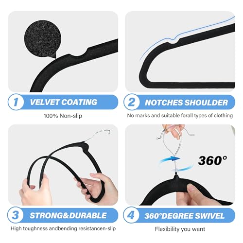 YSSOA-30-Pack-Velvet-Hangers-Space-Saving-Non-Slip-Flocked-Felt-Hangers-with-Shoulder-Notches-for-Coats-Pants-and-Dress-Clothes-Black