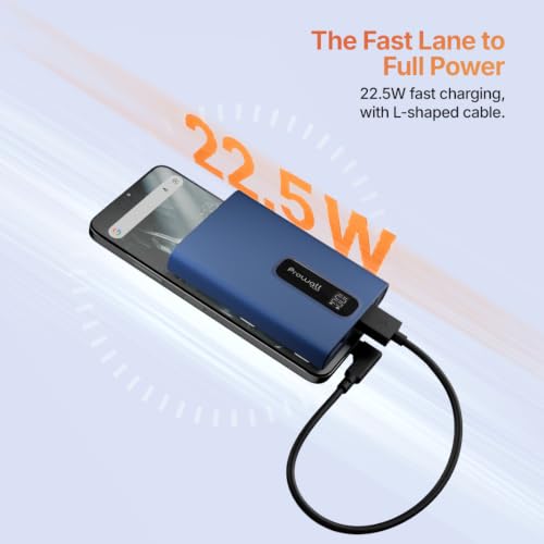 Image of LAVA PROWATT Air 10000mAh Compact Power Bank, 22.5W Fast Charging with Anti Heating Technology and Scratch Proof Design, Triple Output Ports, Supports - iPhone and Android Devices (Electric Blue)