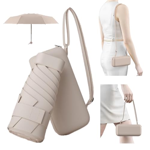 MOLHEM Backpack Folding Travel Umbrella,6 Ribs Mini Compact Sun Umbrella,Uv Protection Umbrella Rain,Portable Pocket Umbrella,Beige MOLHEM Backpack Folding Travel Umbrella,6 Ribs Mini Compact Sun Umbrella,Uv Protection Umbrella Rain,Portable Pocket Umbrella,Beige