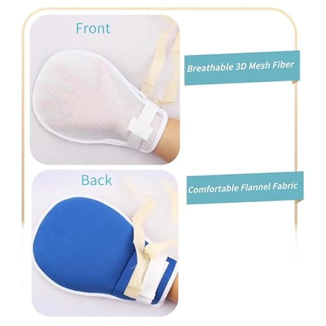 Lmaray Dementia Restraint Gloves 2 Pack, Breathable Anti Scratch Mitts for Elderly Patients, Safety Control Gloves for Adults