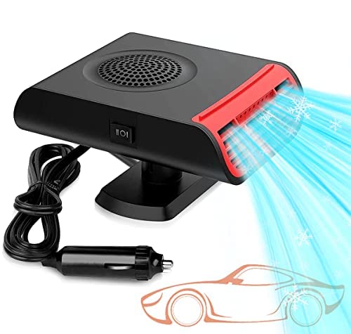 Car Heater, 12V 150W Portable Windshield Defogger Defroster, 2024 New Upgrade 2 in 1 Fast Heating Vehicle Heater Autoobile Windscreen Heater That Plag into Cigarette Lighter