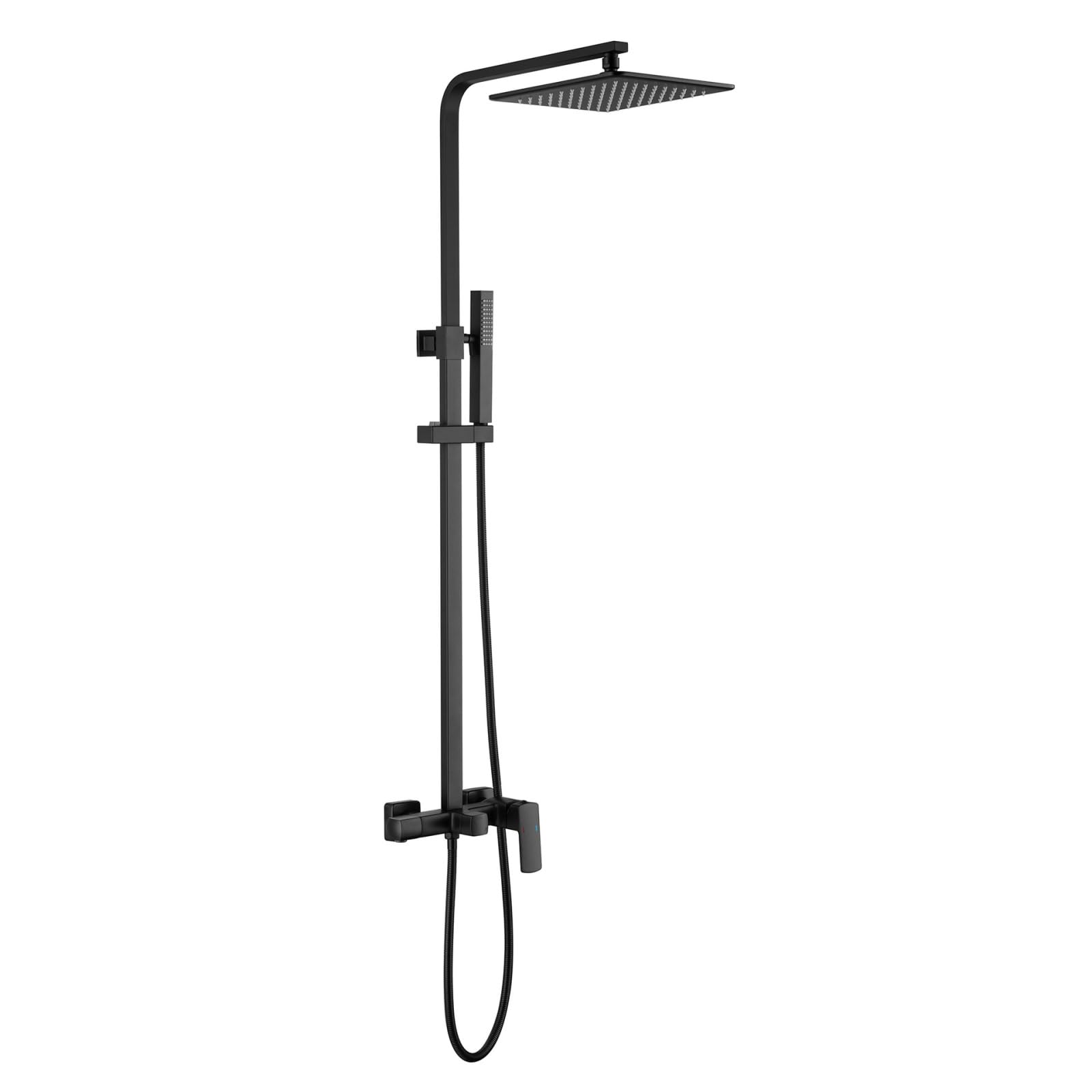 ASerZenith Exposed Shower Top Spray Set for Household Full Copper Wall-Mounted Two-Function Shower Set(Black)