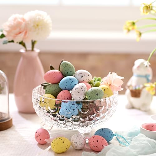 Valery Madelyn 18pcs Easter Egg Decoration Tree Ornaments Set, 4CM Shatterproof Hanging Easter Eggs for Tree,Colorful Easter Basket Stuffers Egg Bulk for Spring Window Party Decor image_2