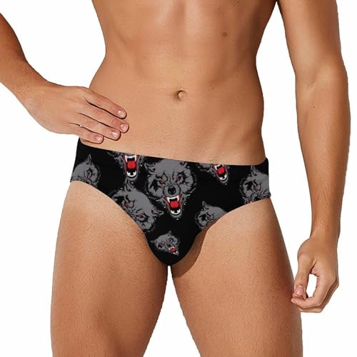 Aggressiveness of Wolf Mens Swim Briefs Bikini Sexy Low Rise Trunks Swimsuit Bathing Suit Beach